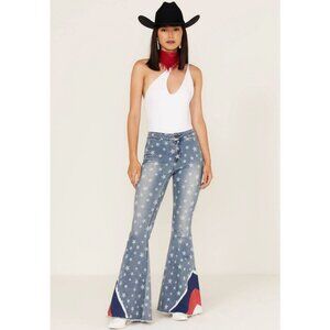 Rock&Roll Denim Sz. 30x34 Americana High Rise Button Bell In Medium Wash